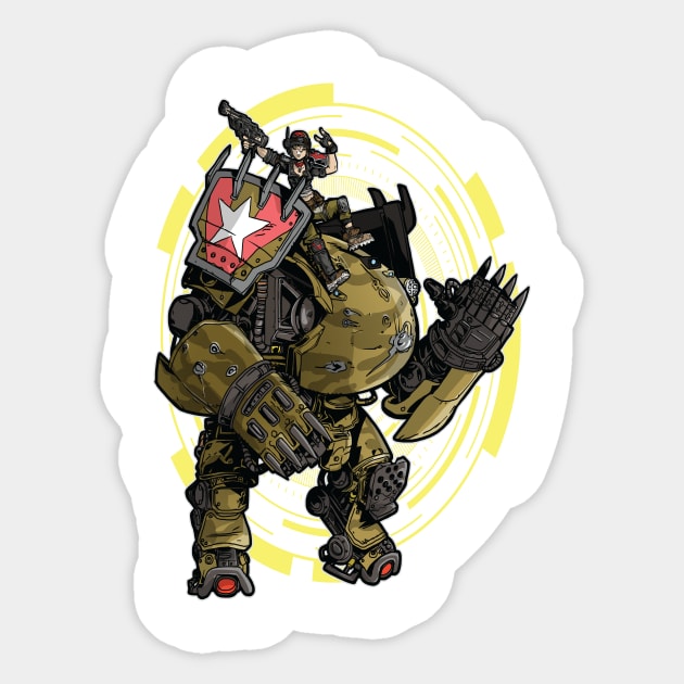 Moze The Gunner With Iron Bear Borderlands 3 Sticker by ProjectX23Red